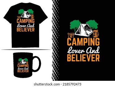Camping T-shirt Design Graphic Template