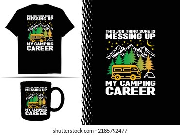 Camping T-shirt Design Graphic Template