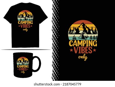 Camping T-shirt Design Graphic Template