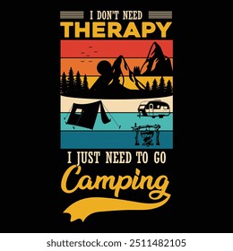 Camping T-shirt Design Hiking Mountain design campfire Vector file