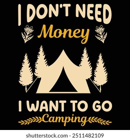 Camping T-shirt Design Hiking Mountain design campfire Vector file