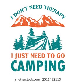 Camping T-Shirt Design Wandern Mountain Design Lagerfeuer Vektorgrafik