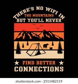 Camping T-shirt Design Hiking Mountain design campfire Vector file