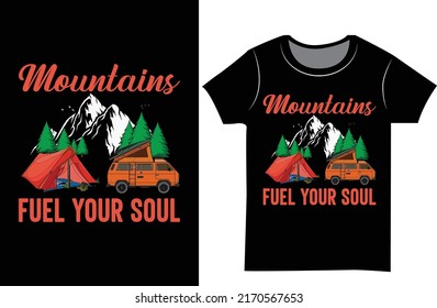 Camping t-shirt design. Mountain camping t shirt. Gift t-shirt for men.