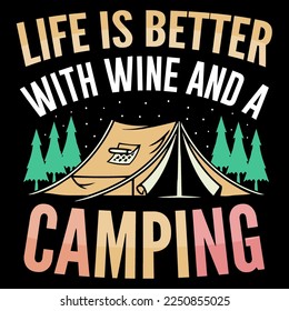 Diseño de camisetas de camping, gráfico vectorial de camisetas al aire libre, elemento de camping Ilustración