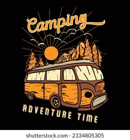 Camping t-shirt design, Camping retro vintage vector t-shirt design, t-shirt design for camp lover