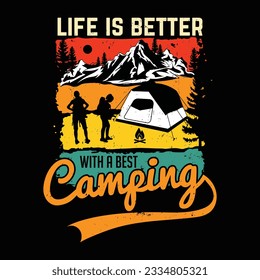 Camping t-shirt design, Camping retro vintage vector t-shirt design, t-shirt design for camp lover