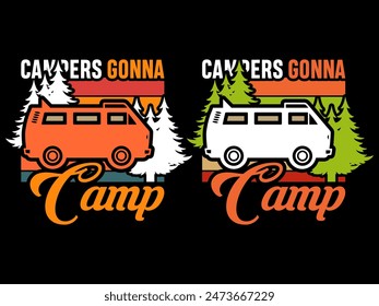 Camping- Diseño de camisetas de camping- Camiseta de camping- Camisa de campamento de verano- Camisetas de camping- Camiseta de camping-tiendas- Gráficos y camping vintage