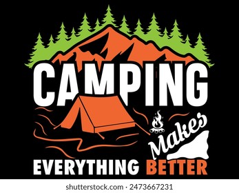 Camping- Diseño de camisetas de camping- Camiseta de camping- Camisa de campamento de verano- Camisetas de camping- Camiseta de camping-tiendas- Gráficos y camping vintage