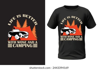 Camping t-shirt design and vector file