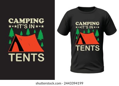 Diseño de camiseta de camping y archivo vectorial
