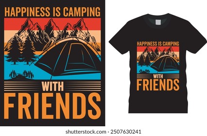 camping typography quotes t shirt vector Design Travel T-shirt print,Adventure Mountain,design Outdoor,Tent camping in a forest near the mountains.rock climbing,adventure,vintage,mountain Camping.