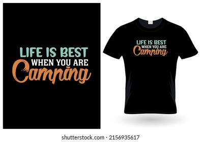 Camping typography t shirt design template