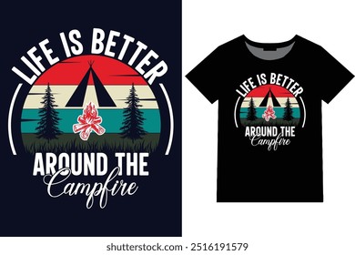 Camping Tipografía diseño de camiseta.