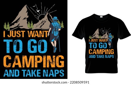 Camping Typography T-shirt Vector Design. Camping Typography T-shirt Design. Vector Illustration. Motivational And Inscription T-shirt Graphics Quotes.