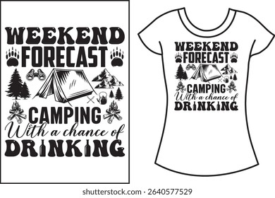 Camping Typography vector and retro vintage T shirt design.