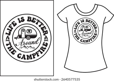 Camping Typography vector and retro vintage T shirt design.