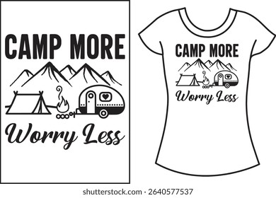 Camping Typography vector and retro vintage T shirt design.