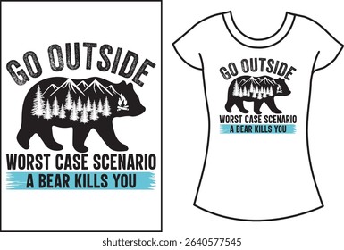 Camping Typography vector and retro vintage T shirt design.