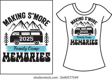 Camping Typography vector and retro vintage T shirt design.