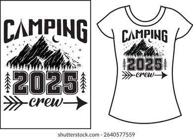 Camping Typography vector and retro vintage T shirt design.