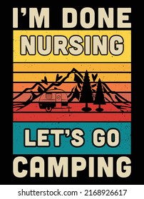 Tipografía de camping diseño de camisetas vectoriales, elemento gráfico, ilustración