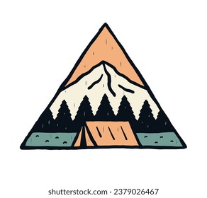 Camping under the mountain vintage vector t shirt sticker badge illustration 