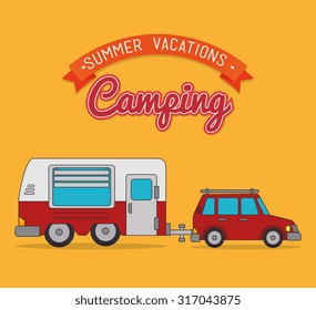 Camping vacation and travel cartoon design, vector illustration.