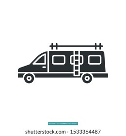Camping van icon vector illustration logo template for many purpose. Isolated on white background.