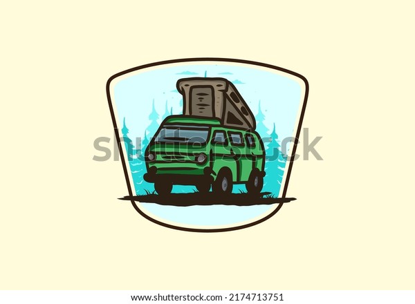 Camping van in the
jungle illustration
design