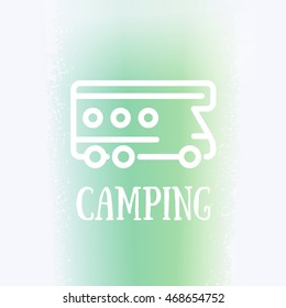 camping van line icon, camper, camping vehicle, logo element, vector illustration