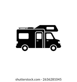 Camping van side elevation flat design on white background for travel