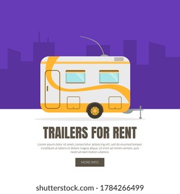 Camping Van for Travelling and Relocation Web Page and Banner Vector Template