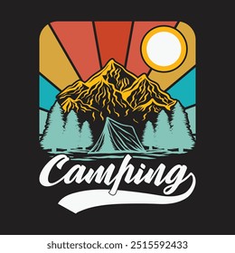 camping vantage custom t shirt design 