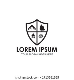 vector de campamento, vector de logotipo de aventura
