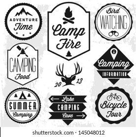 Camping Vector badges and labels in Retro style