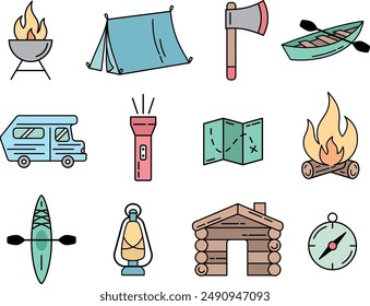 Camping Vector Bundle | Outdoor Adventure Icons | Cabin Holiday Art 
Collection | Nature Activities