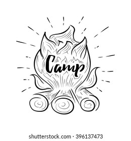 Camping vector element. Hike and camping illustration. Camp summer. 