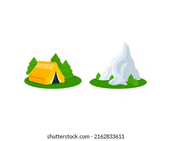 Camping Vector Emoji Set Illustrations. Camping Emoticons