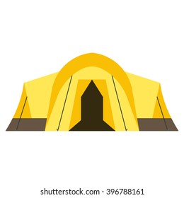 Camping vector icon. Flat design tepee. Tourist hiking equipment isolated on white background. Pod Living tent pictogram.