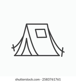 Camping vector icon isolated in black line