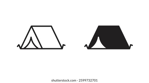 Camping vector icon set in black color.