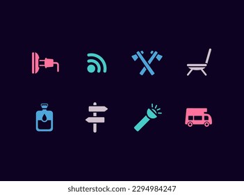 Camping vector icon set. Camping services icons.