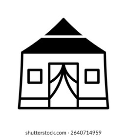 Camping Vector Icon for Wilderness and Outdoor Stay. Tent and campfire illustration, nature adventure concept, camping gear