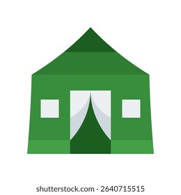 Camping Vector Icon for Wilderness and Outdoor Stay. Tent and campfire illustration, nature adventure concept, camping gear