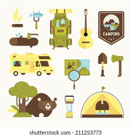 camping vector icons