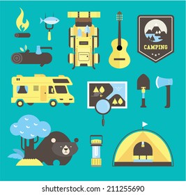 camping vector icons