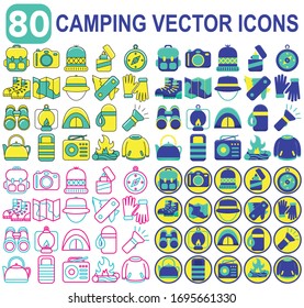 Camping vector icons. Camping Icons set.