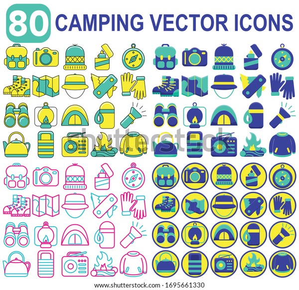 Camping vector icons.\
Camping Icons set.