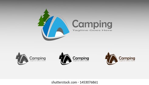  camping vector illumination logo for adventure